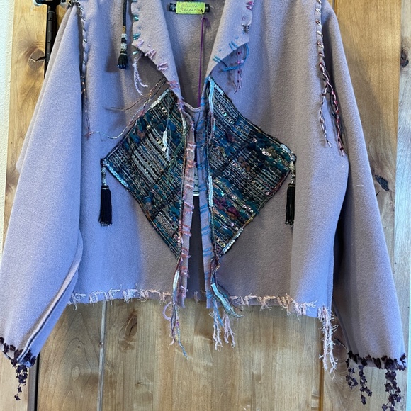 NEW ORIGINAL HANDMADE Giselle Shepatin Crop Lavender Wool Jacket Small - Picture 12 of 13